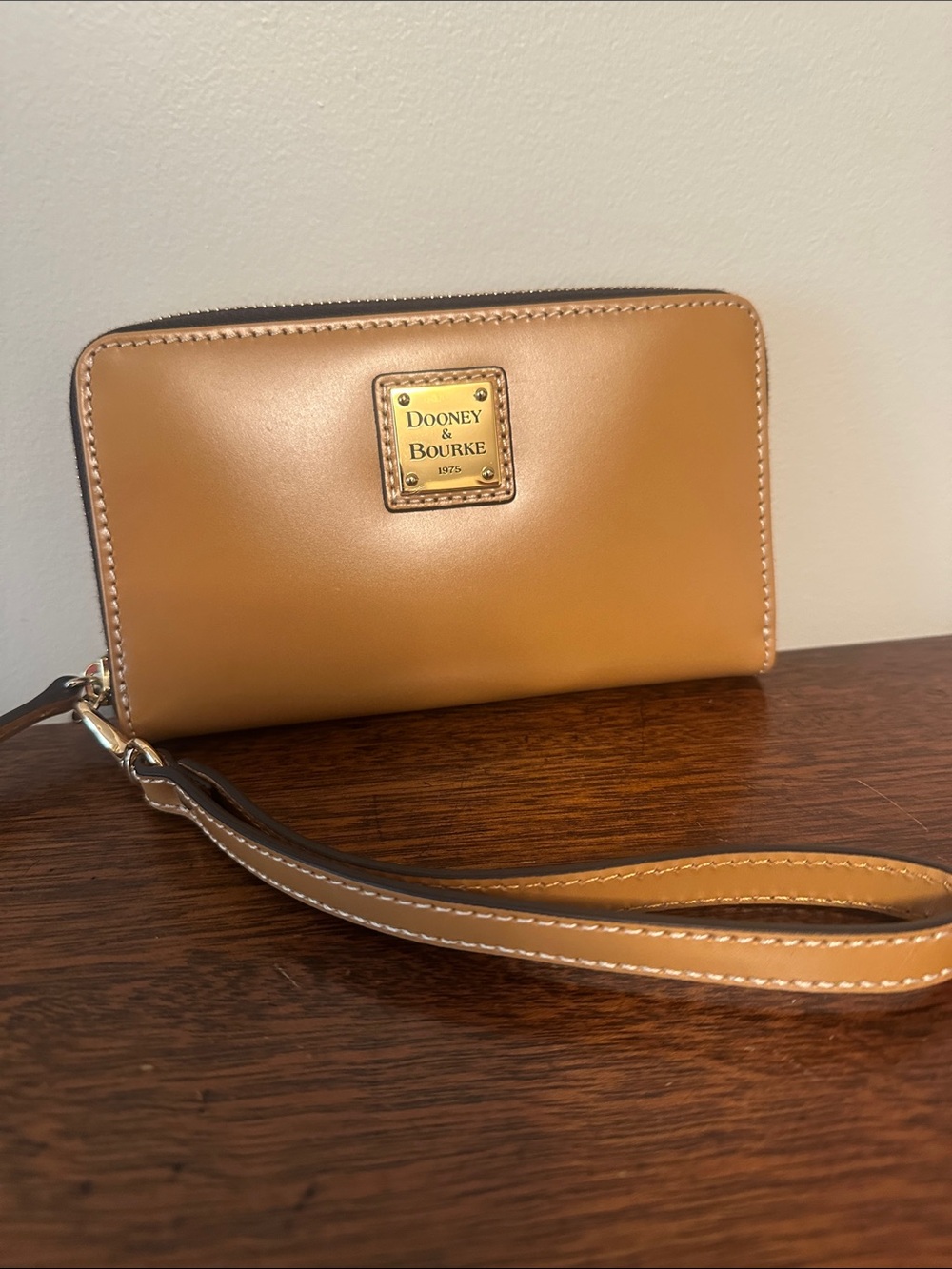 Dooney & Bourke Camel/Tan Leather Zip Wristlet